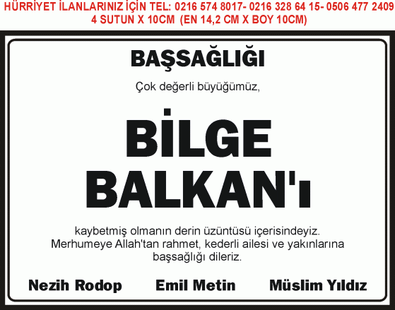 başsağlığı ilanları örneği hürriyet gazetesi 4sutun 10cm